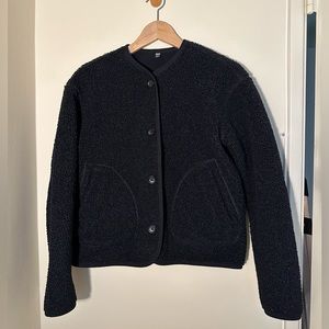 Uniqlo dark navy Sherpa cardigan
